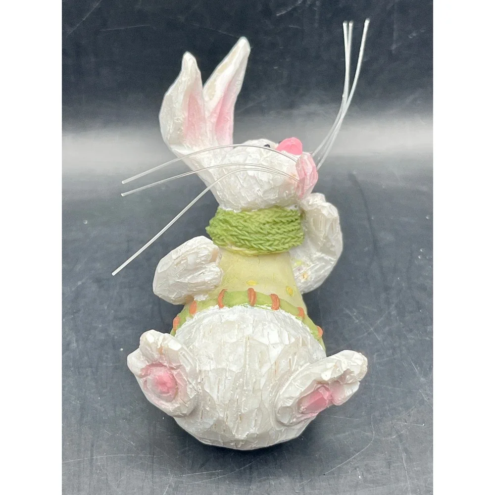 Easter Bunny Painter Water Globe and Lying Rabbit‎ Figurine Set Pastel Decor